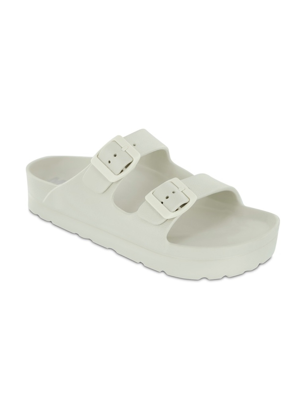 Women’s White Double-Buckle Slide Sandals